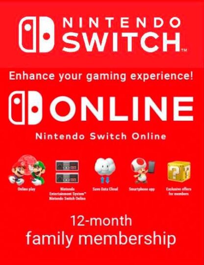 Nintendo Switch Online (Членство для семей - 12 месяцев) [Цифровая версия] (Цифровая версия)